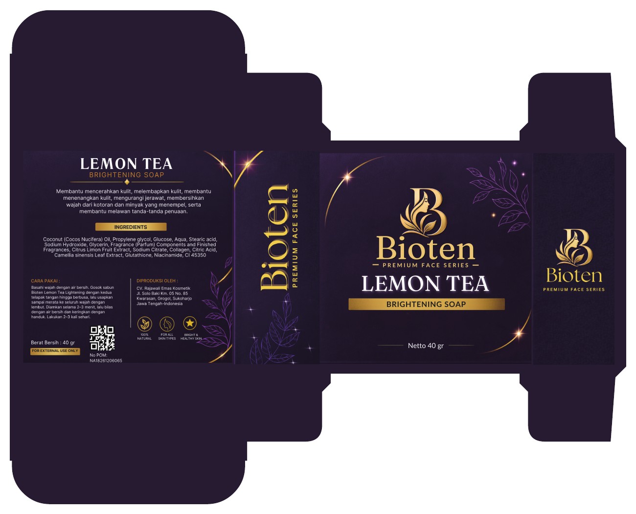 Dieline box Bioten Lemon Tea Brightening Soap